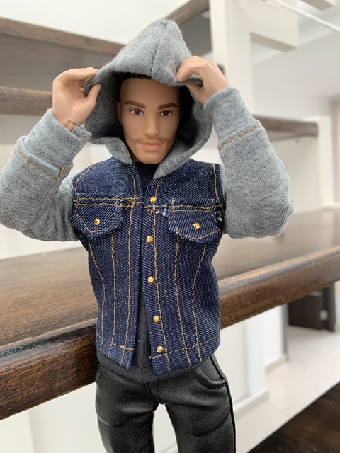 Campera Jean combinada con capucha