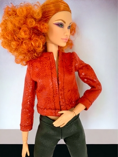 Campera Reptil Gamuzada roja
