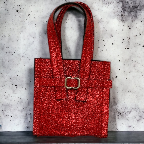 Red metallic handbag