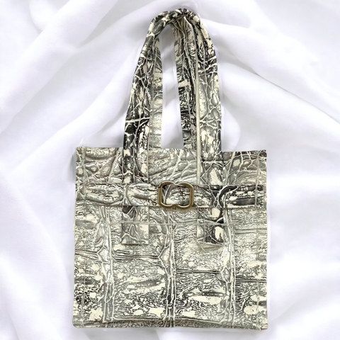 Grey crocodile handbag