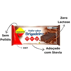 Kit c/ 8und Wafer sabor Brigadeiro Zero Açúcar LOWÇÚCAR 115g - loja online