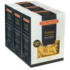 Kit c/ 3 Macarrão Italiano Fusilli sem Glúten PAGANINI 400g