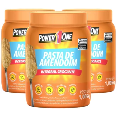 Pasta de Amendoim Power1One Crocante 1,005 Kg (3 Potes)