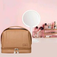 Imagem do Necessaire Feminina Love Peace SEANITE Caramelo