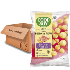 Kit c/ 10und Snacks de Soja GOODSOY Sabor Peito de Peru 25g