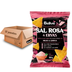 Kit c/ 12und Tortilla Chips Belive Sal Rosa e Ervas 50g