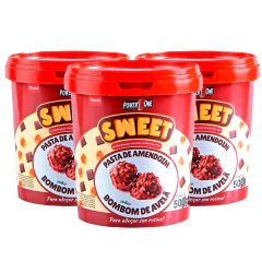 3x Pasta de Amendoim Sweet Power1One Bombom de Avela 500g