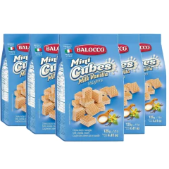 Kit c/ 5un Wafer Mini Cubos de Leite BALOCCO 125g - Itália
