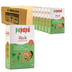 Kit c/ 6 Mini Fusilli Tricolori com Vegetais Papapa 200g