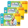 Fralda Geriátrica Descartável LIFREE P/M 16un (3 Pacotes)