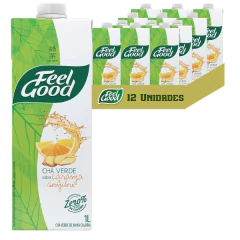 Kit c/ 12und Chá Verde Laranja com Gengibre FEEL GOOD 1L