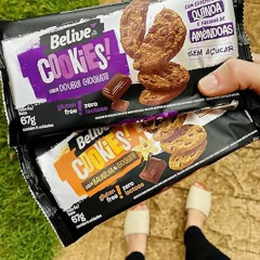 Kit c/ 10und Cookie BELIVE Double Chocolate Zero Açucar 67g - Fruttato