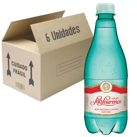 Água Mineral C/ Gás Pet SÃO LOURENÇO 510ml (6 unidades)