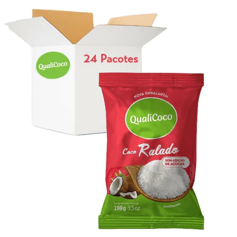 Kit Coco Ralado 100g QUALICOCO Zero Açúcar (24 pacotes)