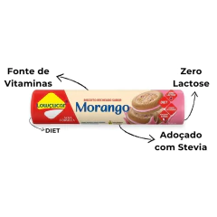 Kit 10un Biscoito Recheado Morango Zero Açúcar LOWÇÚCAR 115g - loja online