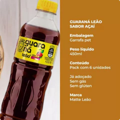 Kit 24und Guaraná Power Açai LEÃO Pet 450ml - loja online