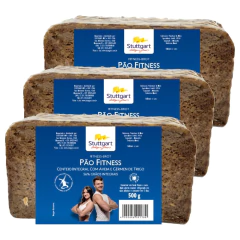 Kit 3 Pão Fitness Centeio e Trigo Integrais Stuttgart 500g