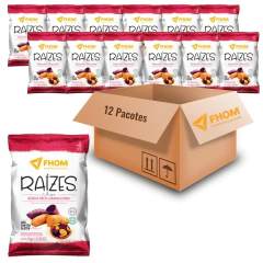 Kit 12un Chips de Batata Doce Laranja e roxa Raízes FHOM 45g