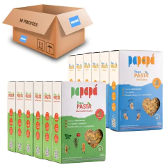 Kit 12 Macarrão Fusili e Mini Elbow c/ Quinoa PAPAPÁ 200g