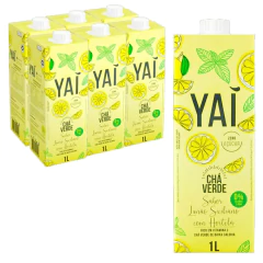 Kit c/ 6und Chá Verde YAI Limão Siciliano c/ Hortelã 1L