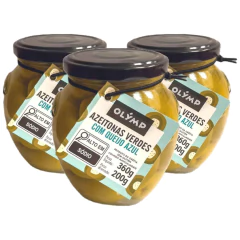 Kit 3 und Azeitona Verde Grega com Queijo Azul OLYMP 200g