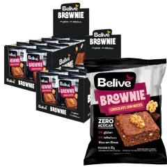 Kit c/ 20und Brownie BeLive Chocolate c/ Nozes Zero 40g