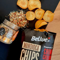 Kit c/ 5und Mandioca Chips BELIVE Sabor Chimichurri 50g na internet