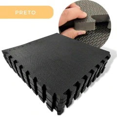 Kit c/ 4 und Tatame EVAMAX Com Encaixe 50x50 10mm Cor:Preto