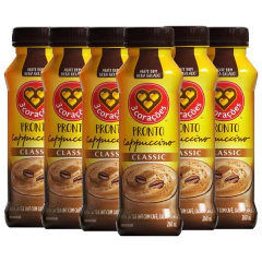 Kit c/ 6und Cappuccino Pronto Classic 3 Corações 260ml