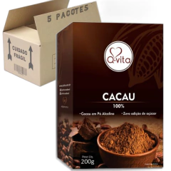 Kit c/ 5und Cacau Em Pó Q-Vita Zero Açúcar 200g