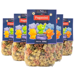 Macarrão PAGANINI Ursinhos Tricolor Bambin 300g (5 pacotes)