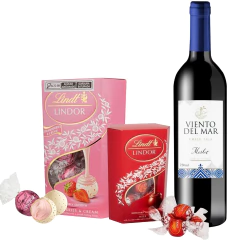 Kit Lindt & Viento Del Mar Merlot – Presente Romântico