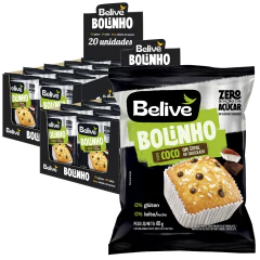 Kit c/ 20und Bolinho BELIVE Coco com Chocolate 40g