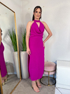 VESTIDO MIDI PALOMA FRENTE UNICA FUSCIA - comprar online