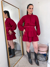 VESTIDO BABADO VERMELHO BORDO - comprar online