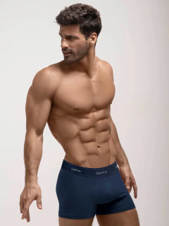BOXER DE ALGODON LISO, ELASTICO EFECTO LINEAS AL TONO (2037-BAK) - comprar online