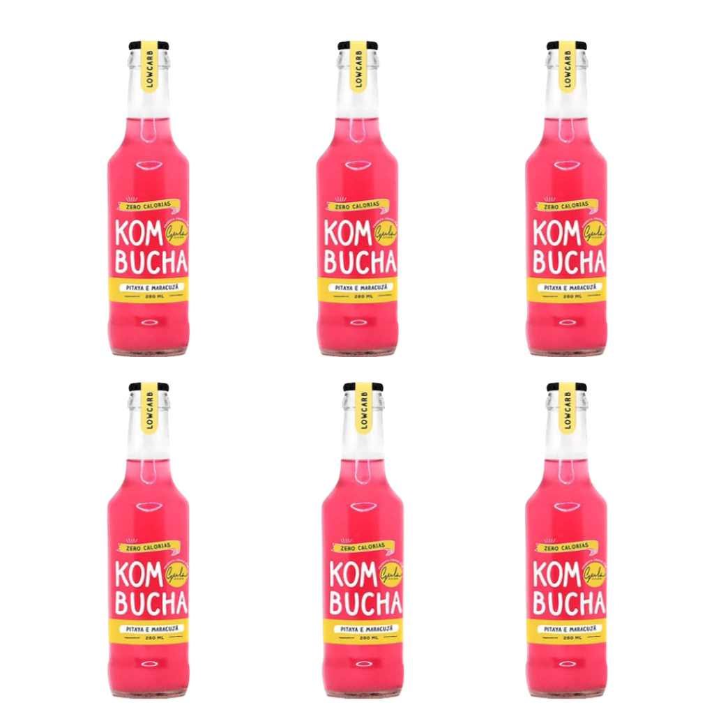 Kit com 6 Kombuchas de Pitaya com Maracujá - Gula Fit