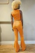 Calça flare telha na internet
