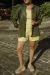 Camisa botões linho puro verde militar - comprar online
