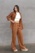 Calça bolso embutido linho puro marrom - comprar online
