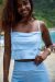 Cropped camadas linho azul bebê
