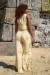 Calça pantalona elástico estampado na internet