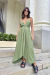 Vestido midi ponteiras verde militar