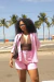 Camisa botões linho puro rosa bebê - comprar online