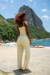 Calça pantalona ziper amarelo - comprar online
