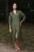 Chemise linho puro verde militar