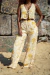 Calça pantalona elástico estampado - comprar online
