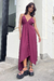 Vestido midi ponteiras vinho