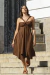 Vestido argola linho marrom