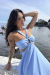 Vestido argola linho azul - comprar online